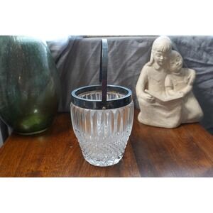 Vintage small crystal and silver ice‎ bucket with handle